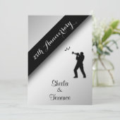 Saxofoon Zilveren Huwelijksjubileum Uitnodiging (Staand voorkant)