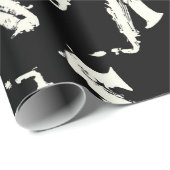 Saxofoon zwart-wit patroon cadeaupapier (Rol Hoek)