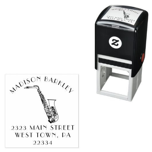 saxofoonbandleraar  zelfinktende stempel (In situ)