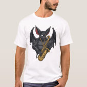 Saxofoonbat: Jazz Vibes in Dark Art T-shirt (Voorkant)