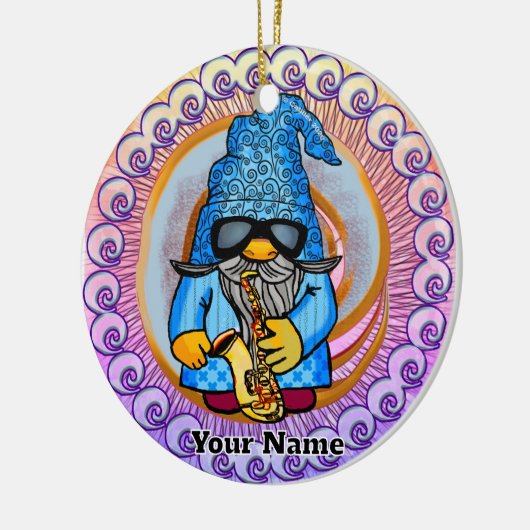 Saxofoonkabouter Keramisch Ornament (Links)