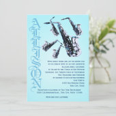 Saxofoonmuziek Bat Mitzvah Kaart (Staand voorkant)