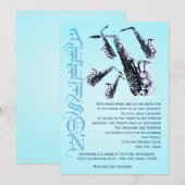 Saxofoonmuziek Bat Mitzvah Kaart (Voorkant / Achterkant)