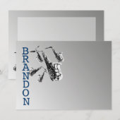 Saxofoonmuziek Bedankt Flat Kaart (Voorkant / Achterkant)