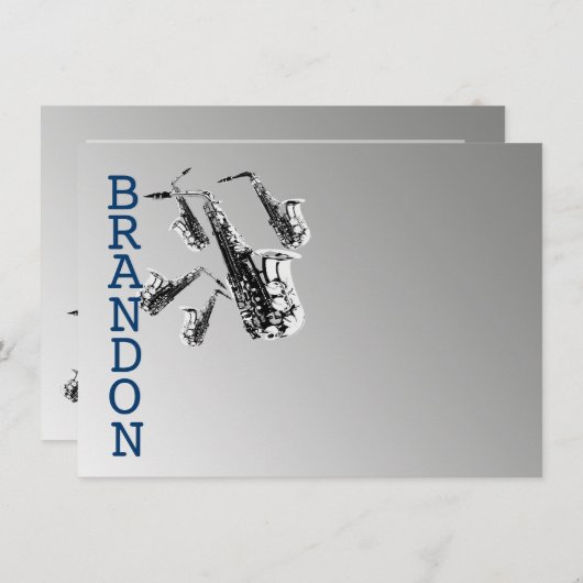 Saxofoonmuziek Bedankt Flat Kaart (Voorkant / Achterkant)