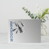 Saxofoonmuziek Bedankt Flat Kaart (Staand voorkant)