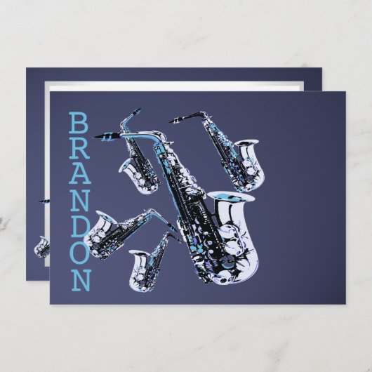 Saxofoonmuziek Bedankt Flat Kaart (Voorkant / Achterkant)