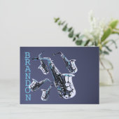 Saxofoonmuziek Bedankt Flat Kaart (Staand voorkant)