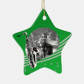 Saxofoonmuziek Foto Groen Keramisch Ornament (Rechts)
