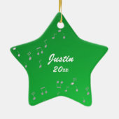 Saxofoonmuziek Foto Groen Keramisch Ornament (Achterkant)