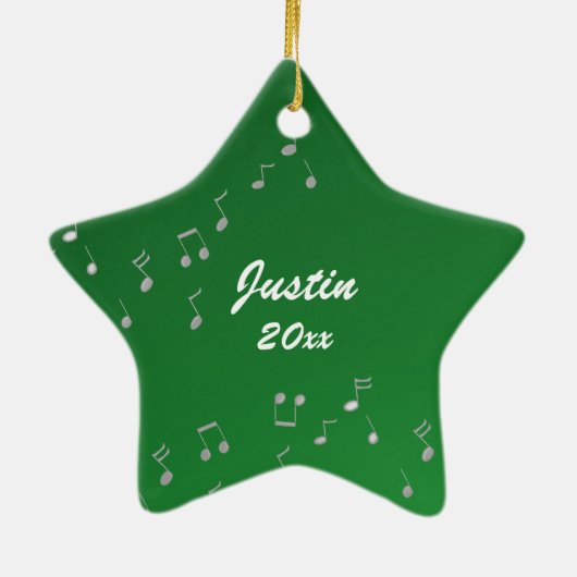 Saxofoonmuziek Foto Groen Keramisch Ornament (Achterkant)