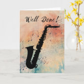 Saxofoonmuziekprestaties gefeliciteerd kaart (Gele Bloem)