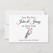 Saxofoonmuzikant bruiloft Save the Date (Voorkant)