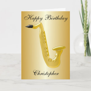 Saxofoonontwerp Gepersonaliseerde Verjaardag Kaart