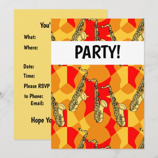 Saxofoonpatroon Kaart (Voorkant / Achterkant)