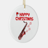 Saxofoonsaxofonist en muzikant kerstversiering keramisch ornament (Rechts)