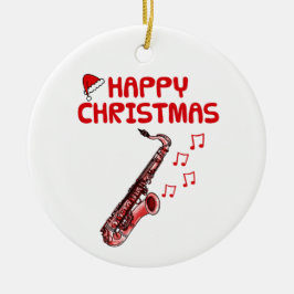 Saxofoonsaxofonist en muzikant kerstversiering keramisch ornament