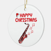 Saxofoonsaxofonist en muzikant kerstversiering keramisch ornament (Links)