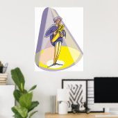 Saxofoonspeler in de Schijnwerpers Poster (Thuiskantoor)