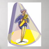 Saxofoonspeler in de Schijnwerpers Poster (Voorkant)