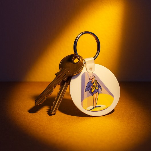 Saxofoonspeler in de Schijnwerpers Sleutelhanger