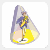 Saxofoonspeler in de Schijnwerpers Vierkante Sticker (Voorkant)