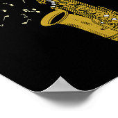 Saxofoonspeler Jazz Muzieknoten Saxofonist Saxo Poster (Hoek)