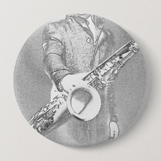 saxofoonspeler ronde button 4,0 cm (Voorkant)