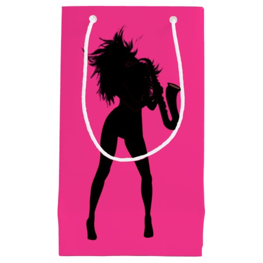Saxofoonspeler Vrouw Cadeautas (Voorkant)