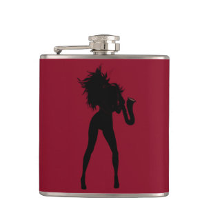 Saxofoonspeler Vrouw Flask - Kies kleur Heupfles