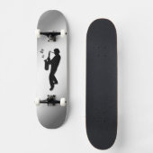 Saxofoonspeler Zilver Skateboard (Voorkant)