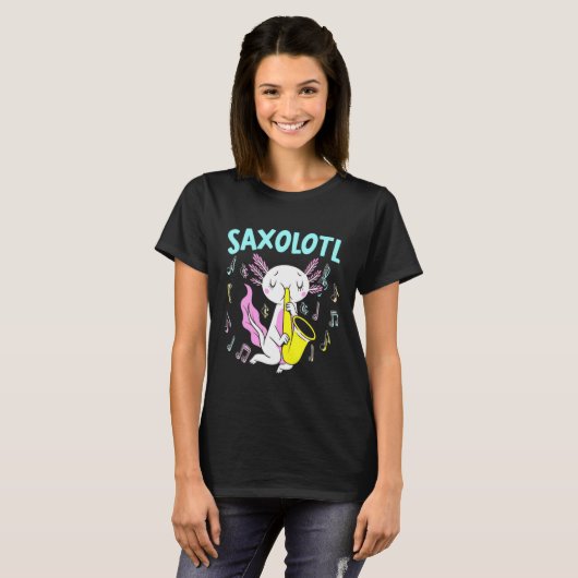 Saxolotl Saxophone Axalotl Walking Fish T-shirt (Voorkant volledig)