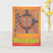 Saxon dragon Yule-kaart Kaart (Gele Bloem)