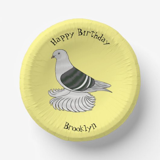 Saxon Shield duivenvogel cartoon illustratie Papieren Kommen (Voorkant)