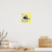 Saxon Shield duivenvogel cartoon illustratie Poster (Keuken)