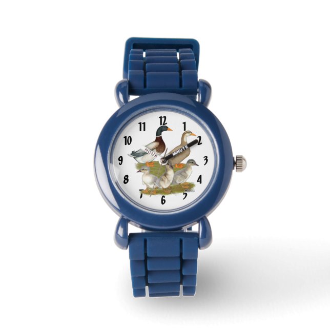 Saxony Duck Family Horloge (Voorkant)