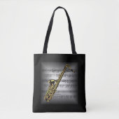 Saxophone ~ 3-D-vel muziek ~ Pillow Grey/Black ~ Tote Bag (Voorkant)