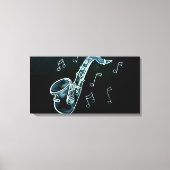 Saxophone And Music Notes Canvas Afdruk (Voorkant)