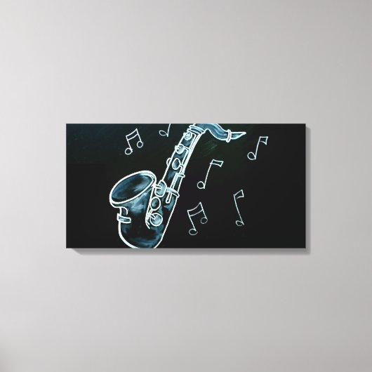 Saxophone And Music Notes Canvas Afdruk (Voorkant)