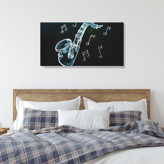 Saxophone And Music Notes Canvas Afdruk (Insitu (Slaapkamer))