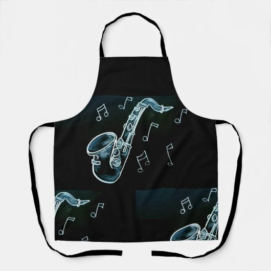 Saxophone And Music Notes Schort (Voorkant)