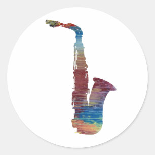 Saxophone Art Ronde Sticker