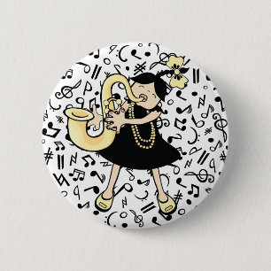 Saxophone Baby Ronde Button 5,7 Cm