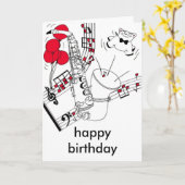 Saxophone Birthday Card Kaart (Gele Bloem)