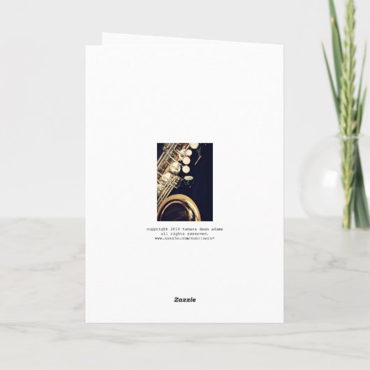 Saxophone Birthday Card Kaart (Achterkant)