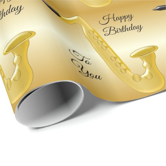 Saxophone Birthday Wrapping Paper Cadeaupapier (Rol Hoek)