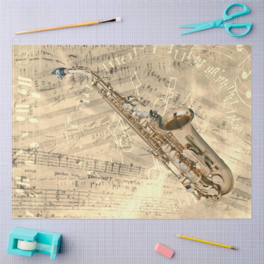 Saxophone-blad Muziek Collage Gold-ontkoppeling Tissuepapier (Craft)