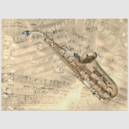 Saxophone-blad Muziek Collage Gold-ontkoppeling Tissuepapier