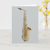 Saxophone Blank Greeting Card Kaart (Gele Bloem)