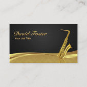 Saxophone Brass Instrument Elegant Gold Damask Visitekaartje (Voorkant)